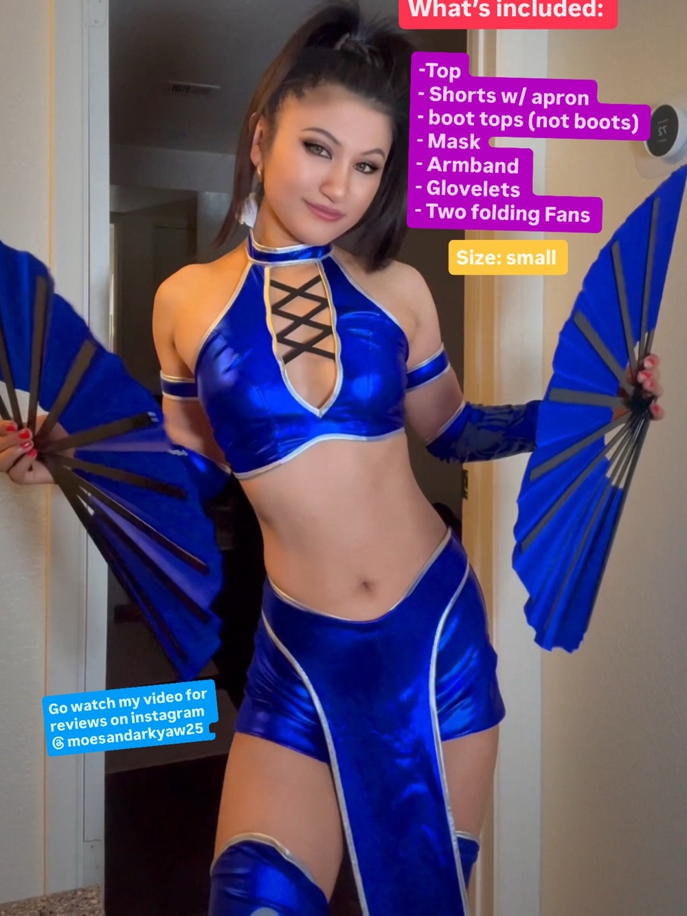 Mortal Kombat Kitana Cosplay Costume Includes Fans